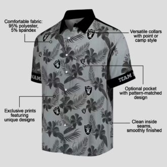 Silver Botanical Print Raiders Hawaiian Shirt, Custom NFL Aloha Summer Beach Outfit