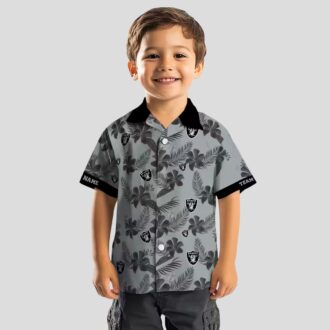 Silver Botanical Print Raiders Hawaiian Shirt, Custom NFL Aloha Summer Beach Outfit