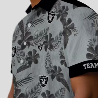 Silver Botanical Print Raiders Hawaiian Shirt, Custom NFL Aloha Summer Beach Outfit