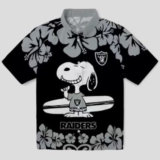 Snoopy Surf Las Vegas Raiders Hawaiian Shirt, Tropical Black & White NFL Apparel