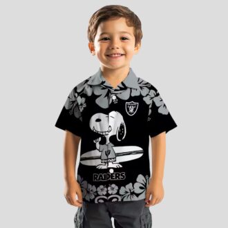 Snoopy Surf Las Vegas Raiders Hawaiian Shirt, Tropical Black & White NFL Apparel