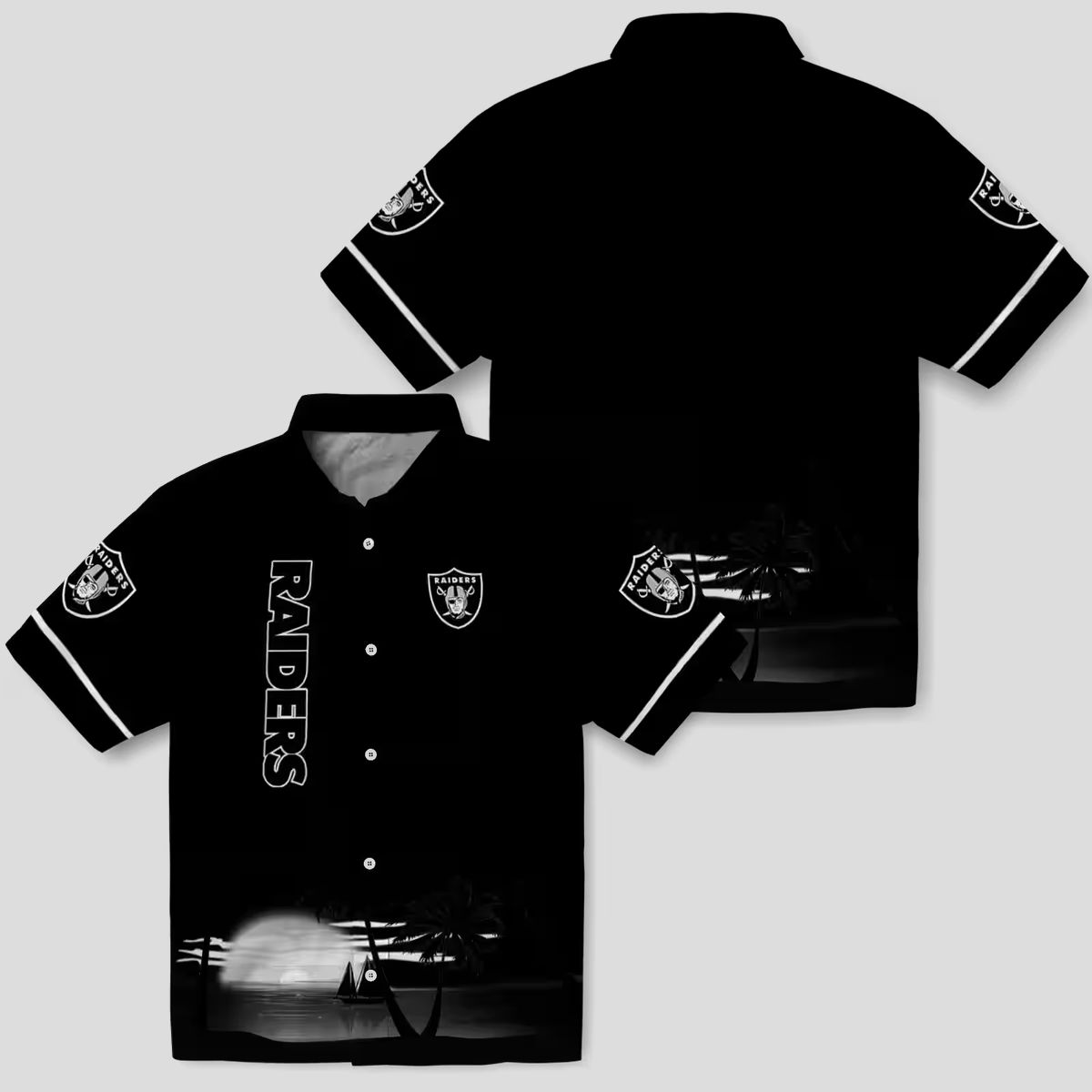 Tropical Las Vegas Raiders Beach Hawaiian Shirt, Black Sunset Football Outfit
