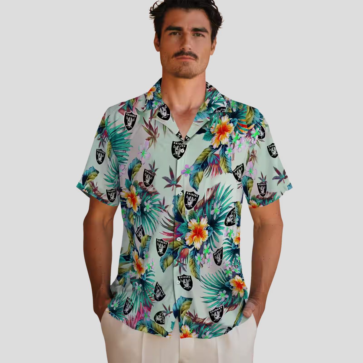 Tropical Las Vegas Raiders Hawaiian Shirt - Floral Aloha Print for Game Day & Vacation