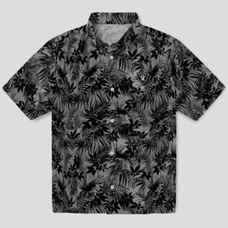 Tropical Las Vegas Raiders Hawaiian Shirt - Leafy Black Pattern for Football Fans
