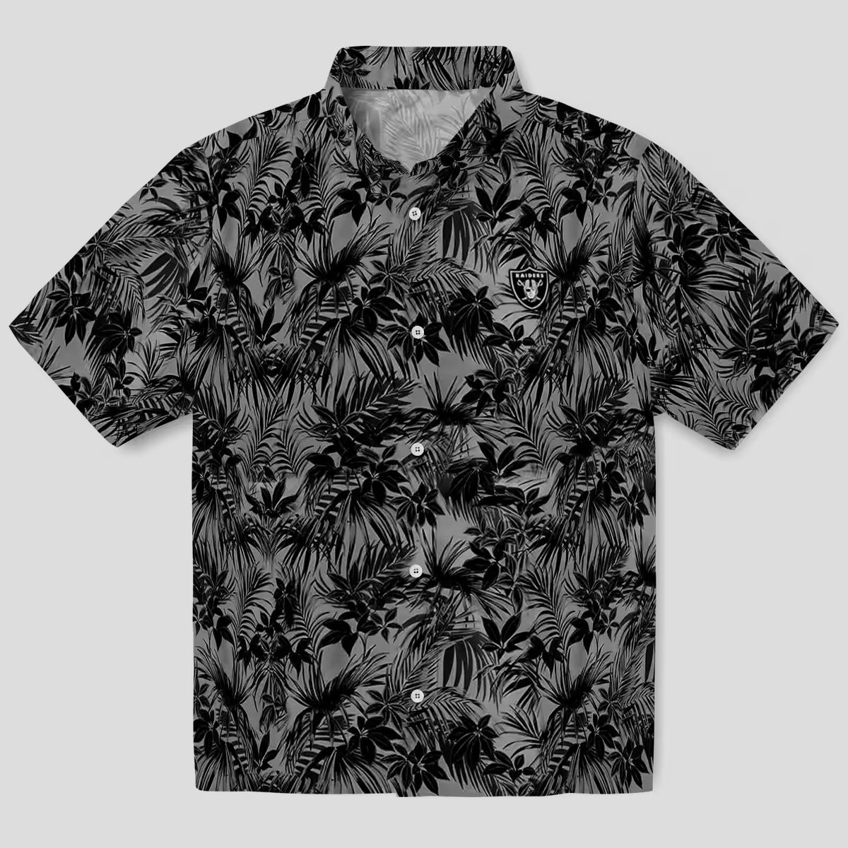 Tropical Las Vegas Raiders Hawaiian Shirt - Leafy Black Pattern for Football Fans