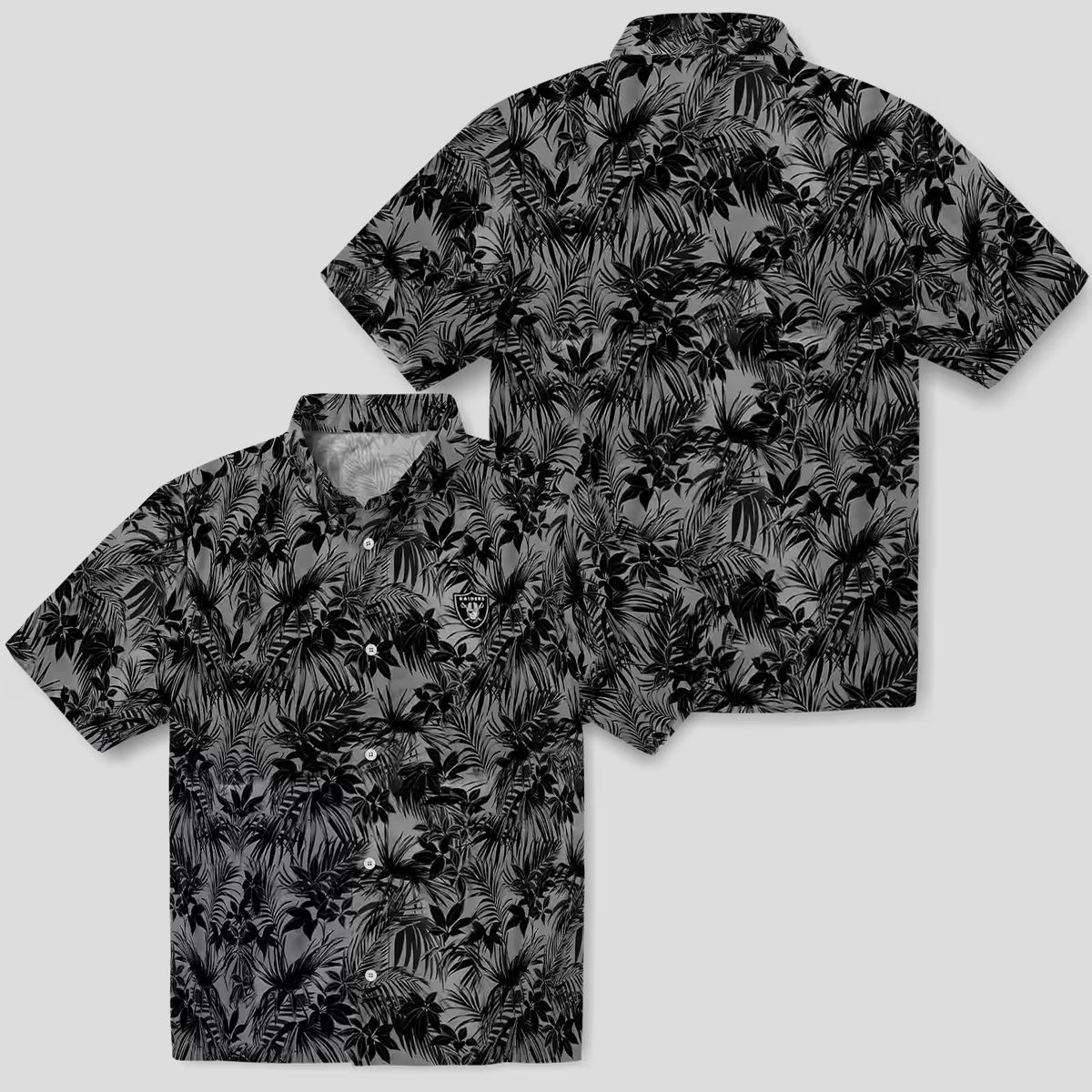Tropical Las Vegas Raiders Hawaiian Shirt - Leafy Black Pattern for Football Fans