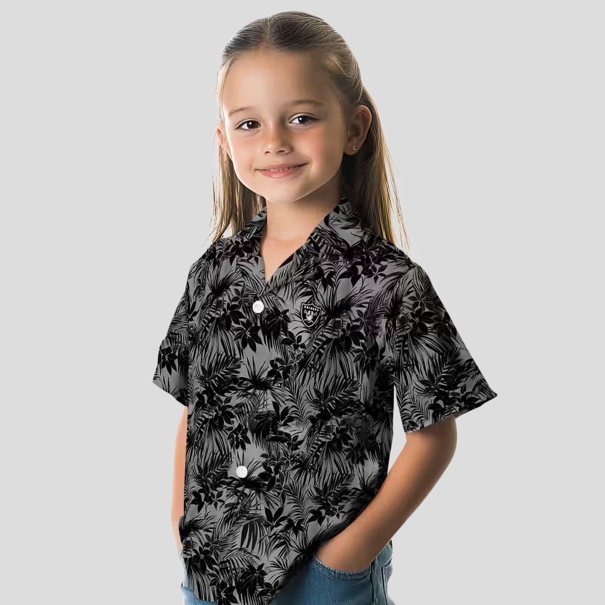 Tropical Las Vegas Raiders Hawaiian Shirt - Leafy Black Pattern for Football Fans