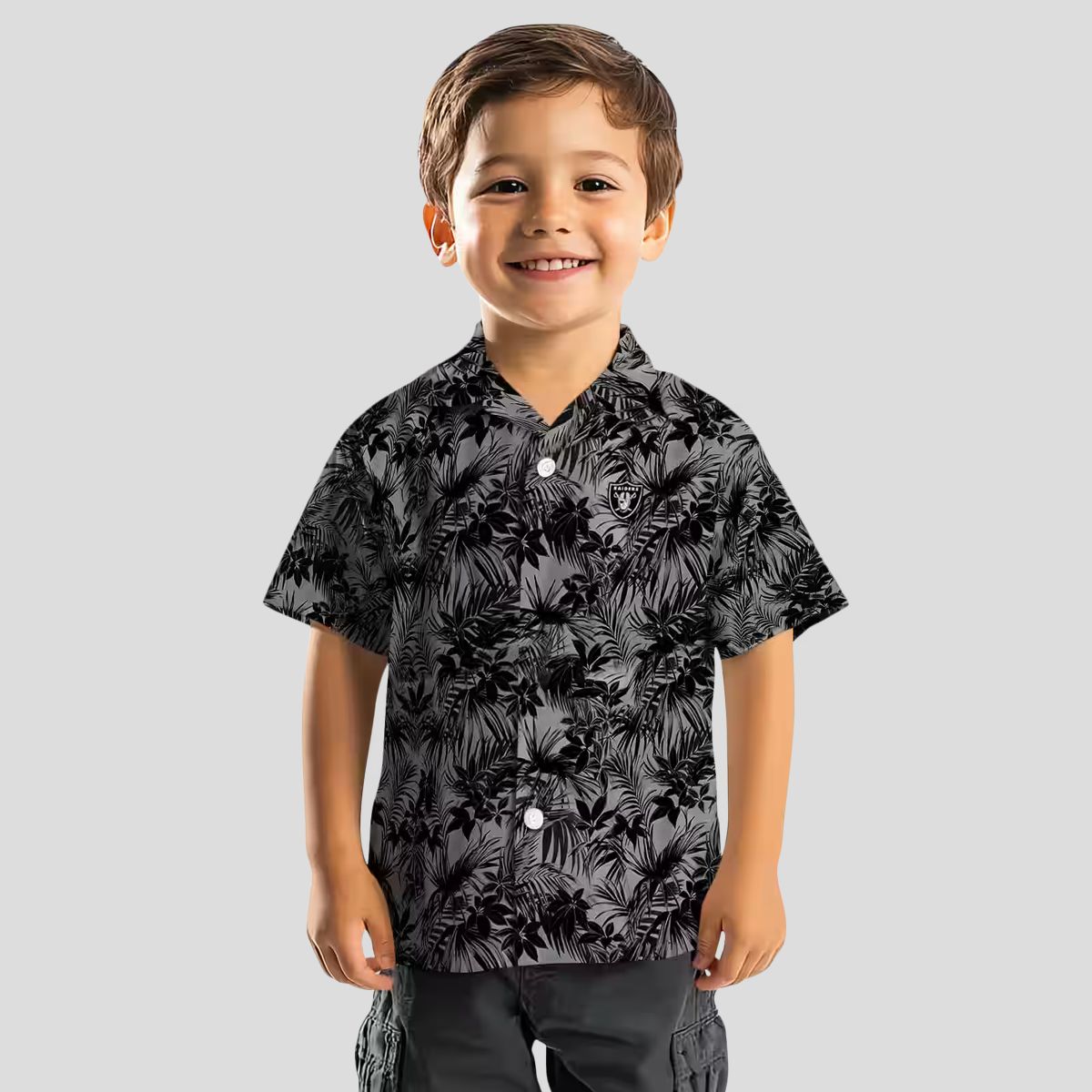 Tropical Las Vegas Raiders Hawaiian Shirt - Leafy Black Pattern for Football Fans