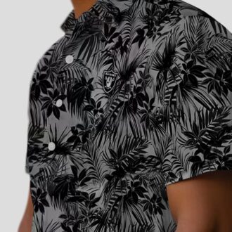 Tropical Las Vegas Raiders Hawaiian Shirt - Leafy Black Pattern for Football Fans