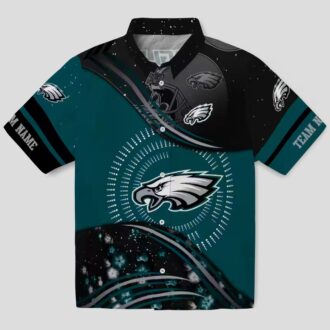 Best Philadelphia Eagles Football Hawaiian Shirt, Green Black Wave NFL Vacation Outfit