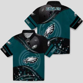 Best Philadelphia Eagles Football Hawaiian Shirt, Green Black Wave NFL Vacation Outfit