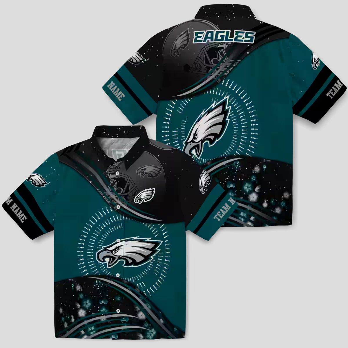 Best Philadelphia Eagles Football Hawaiian Shirt, Green Black Wave NFL Vacation Outfit