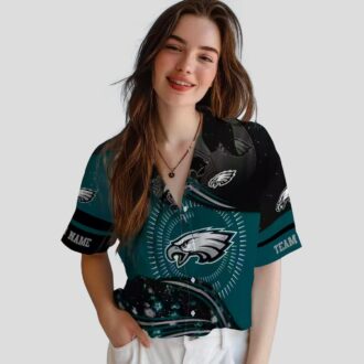 Best Philadelphia Eagles Football Hawaiian Shirt, Green Black Wave NFL Vacation Outfit