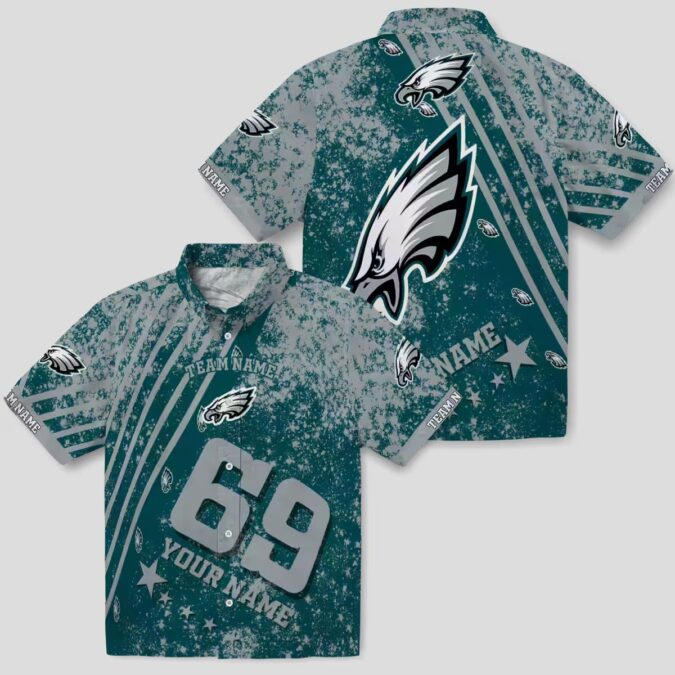 Best Philadelphia Eagles Star Stripes Hawaiian Shirt, Custom Green NFL Beach Shirt
