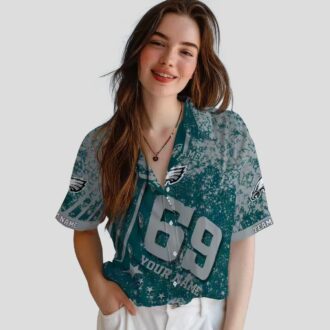 Best Philadelphia Eagles Star Stripes Hawaiian Shirt, Custom Green NFL Beach Shirt