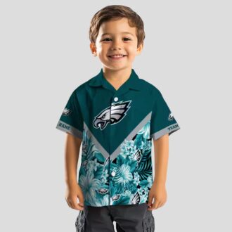 Custom NFL Philadelphia Eagles Tropical Hawaiian Shirt, Floral Chevron Green Design