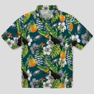 Custom Philadelphia Eagles Aloha Hawaiian Shirt, Green Tropical Toucan Shirt