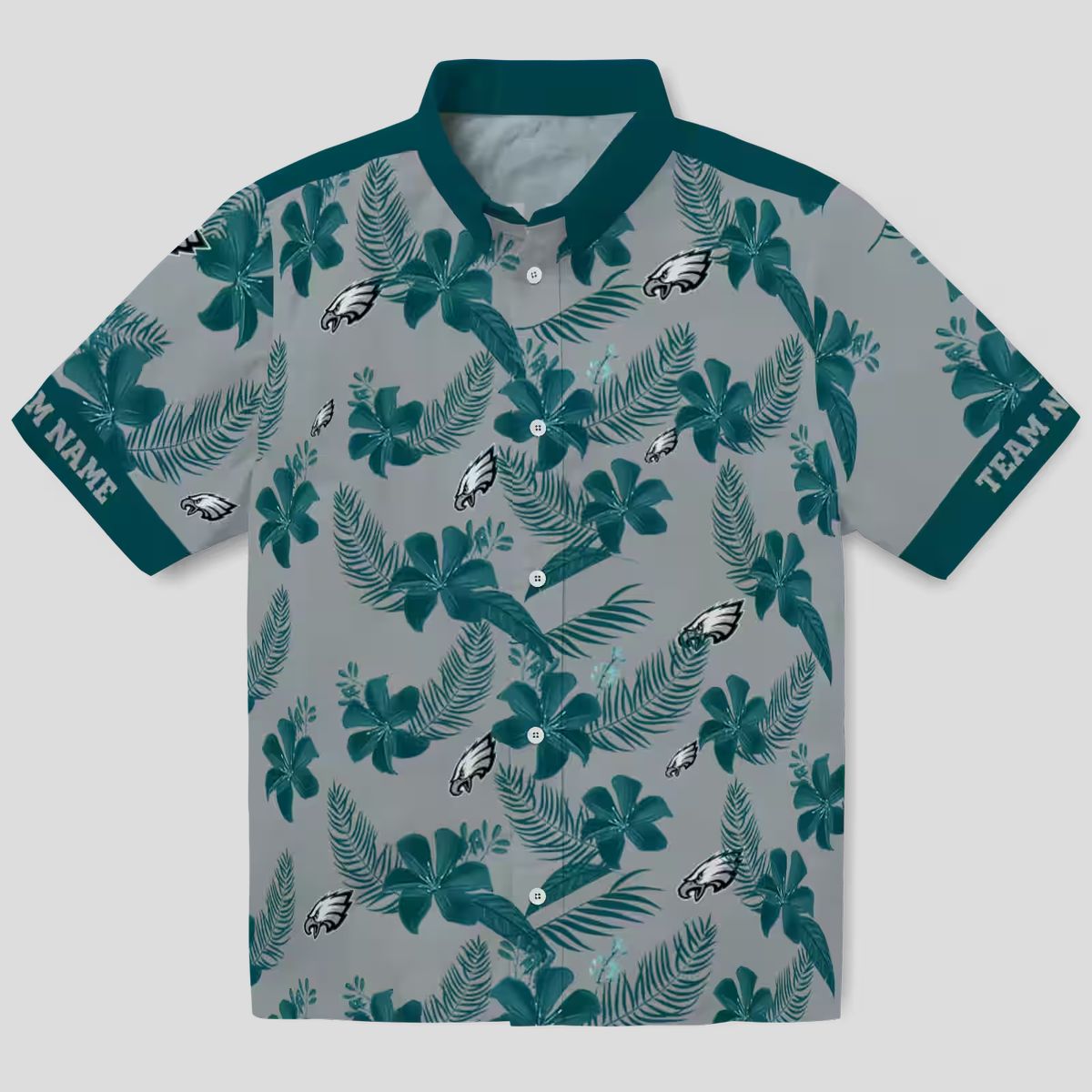 Custom Philadelphia Eagles Hawaiian Shirt, Silver Floral Tropical NFL Summer Outfit
