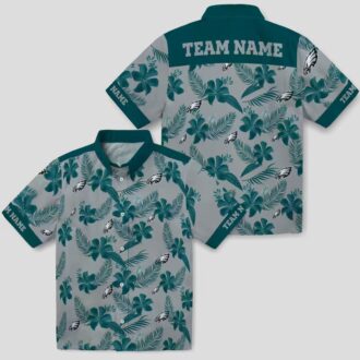 Custom Philadelphia Eagles Hawaiian Shirt, Silver Floral Tropical NFL Summer Outfit