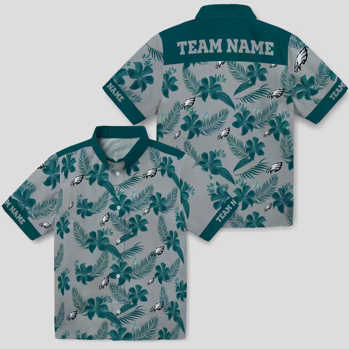 Custom Philadelphia Eagles Hawaiian Shirt, Silver Floral Tropical NFL Summer Outfit