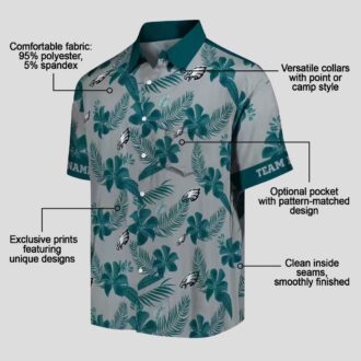 Custom Philadelphia Eagles Hawaiian Shirt, Silver Floral Tropical NFL Summer Outfit