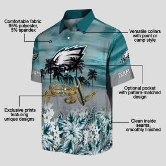Custom Team Philadelphia Eagles Hawaiian Shirt, Tropical Canoe Green Fan Apparel
