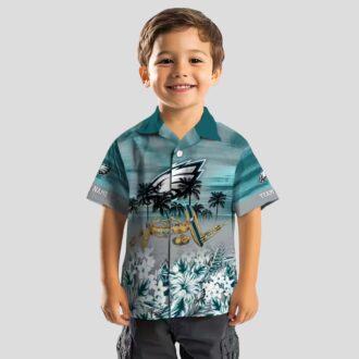 Custom Team Philadelphia Eagles Hawaiian Shirt, Tropical Canoe Green Fan Apparel