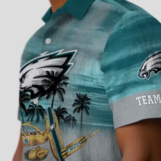 Custom Team Philadelphia Eagles Hawaiian Shirt, Tropical Canoe Green Fan Apparel