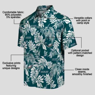 Football Fans Philadelphia Eagles Aloha Shirt, Tropical Leaf Pattern Hawaiian Shirt