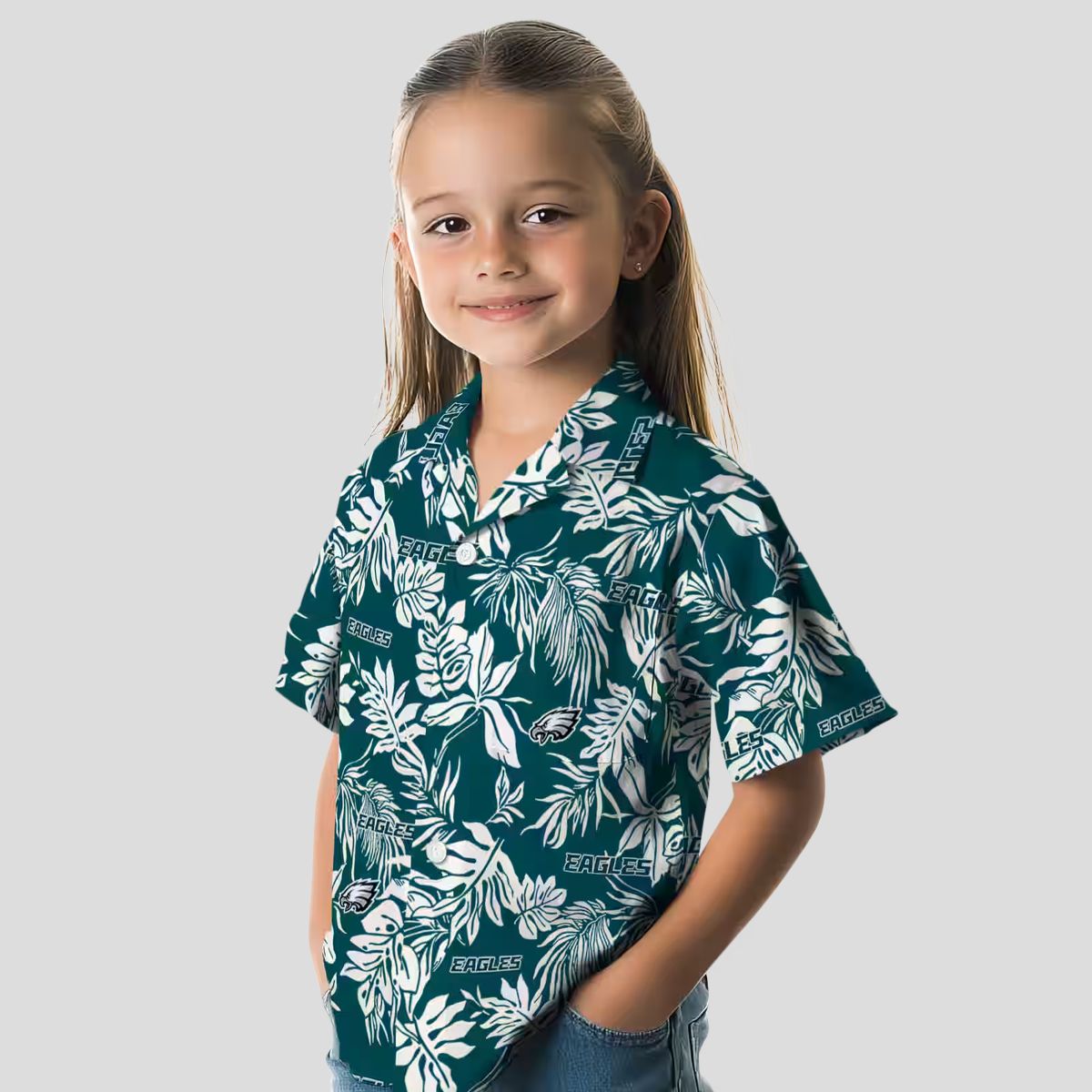 Football Fans Philadelphia Eagles Aloha Shirt, Tropical Leaf Pattern Hawaiian Shirt