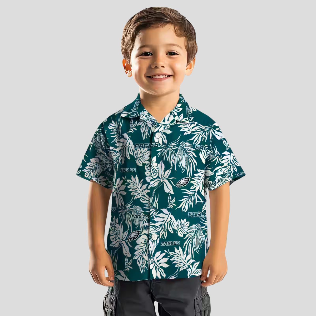 Football Fans Philadelphia Eagles Aloha Shirt, Tropical Leaf Pattern Hawaiian Shirt