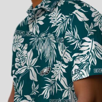 Football Fans Philadelphia Eagles Aloha Shirt, Tropical Leaf Pattern Hawaiian Shirt