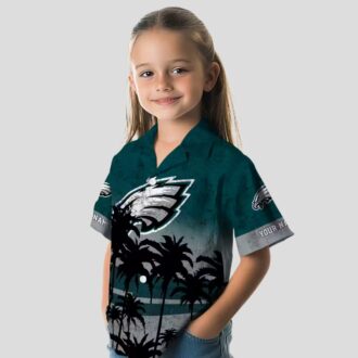 Green & Black Philadelphia Eagles Hawaiian Shirt, Sunset Beach NFL Fan Apparel