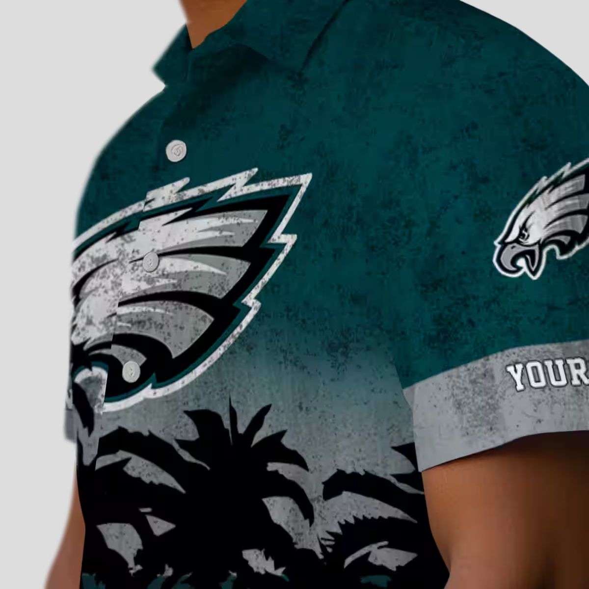 Green & Black Philadelphia Eagles Hawaiian Shirt, Sunset Beach NFL Fan Apparel