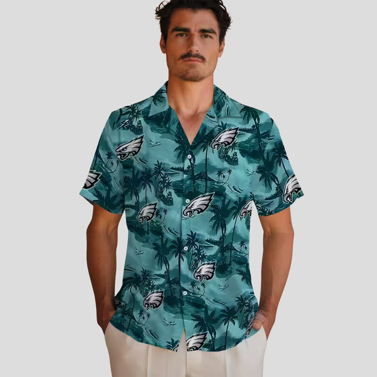 NfL Fans Philadelphia Eagles Green Hawaiian Shirt, Coastal Palms Aloha NFL Shirt