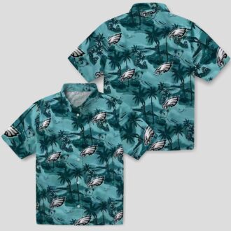 NfL Fans Philadelphia Eagles Green Hawaiian Shirt, Coastal Palms Aloha NFL Shirt