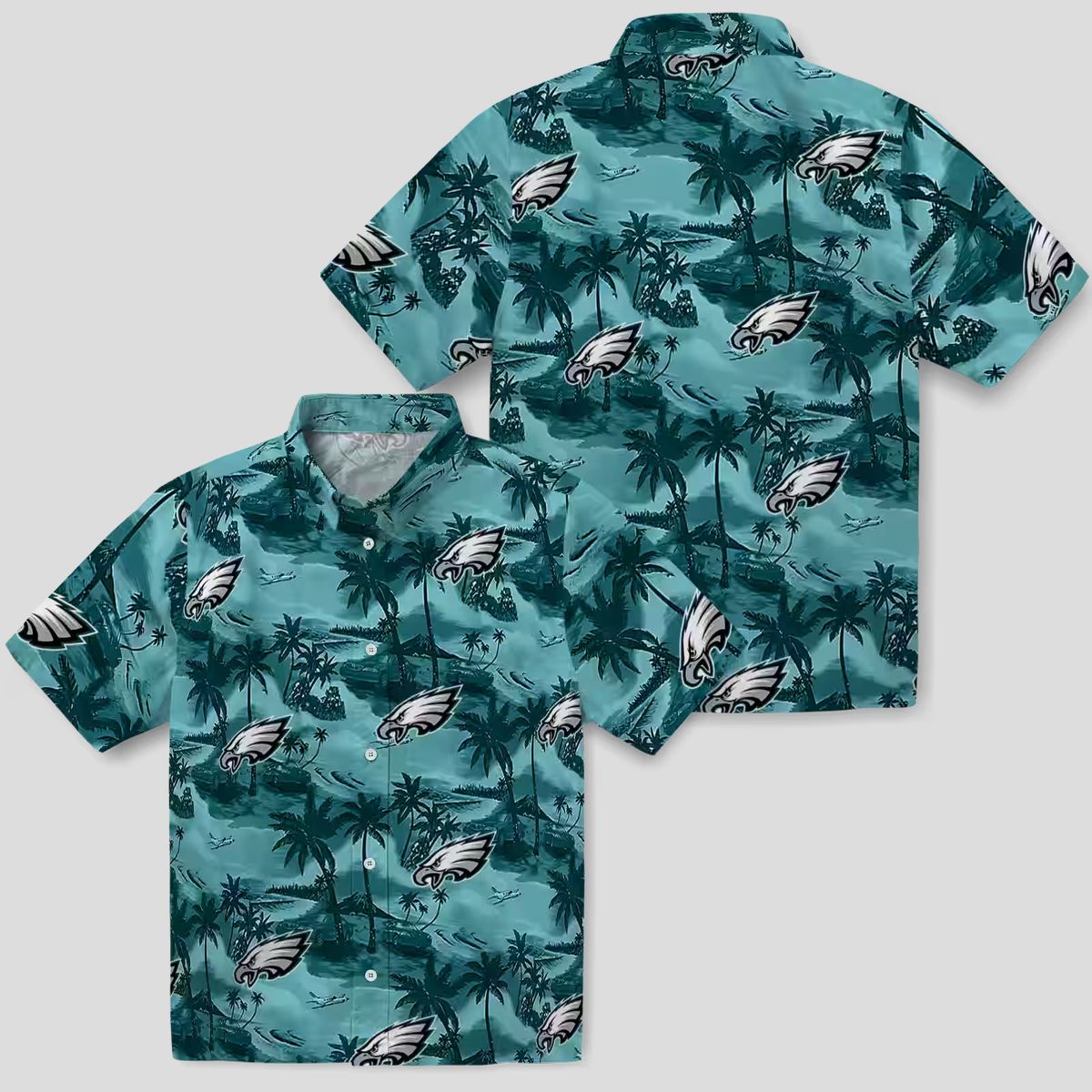 NfL Fans Philadelphia Eagles Green Hawaiian Shirt, Coastal Palms Aloha NFL Shirt