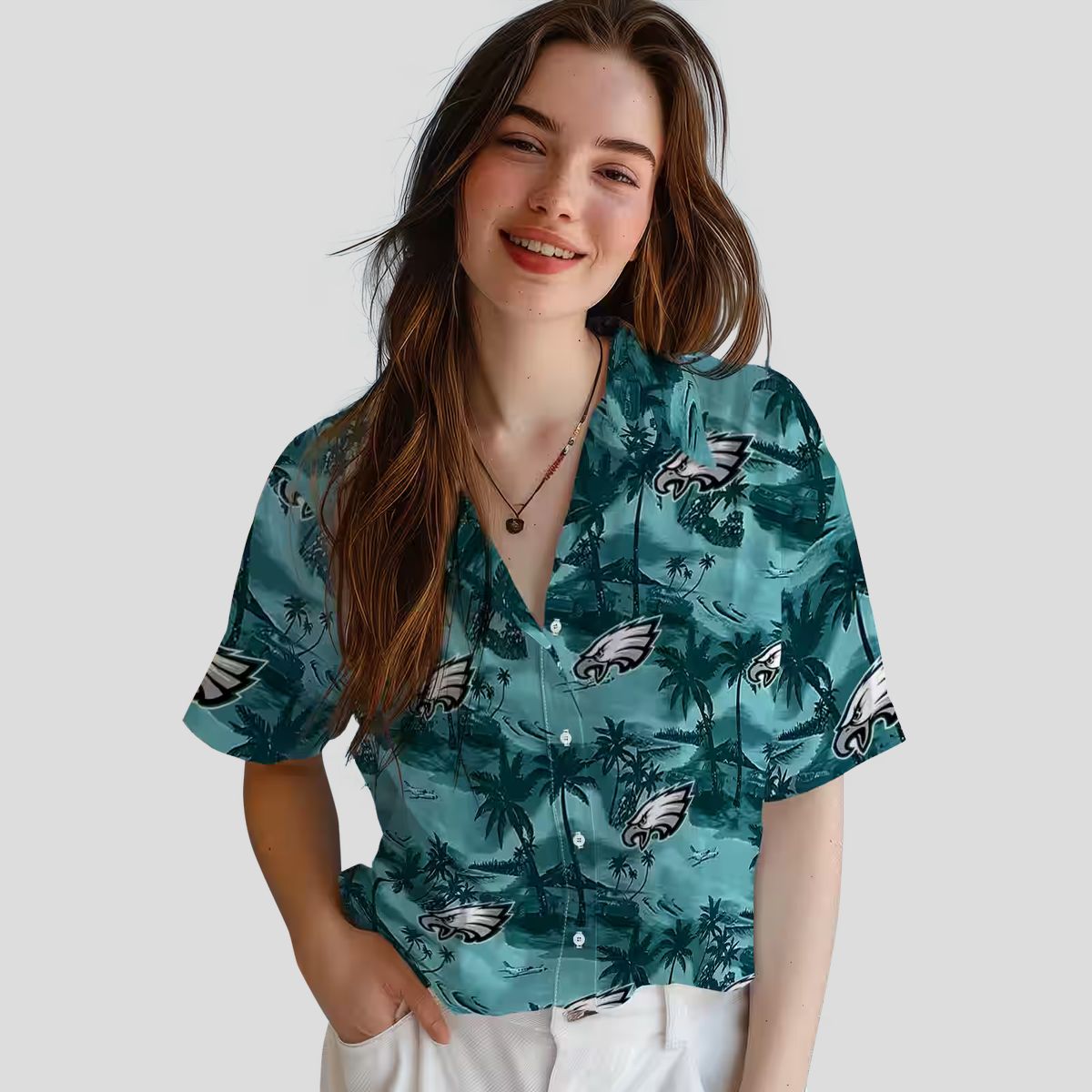 NfL Fans Philadelphia Eagles Green Hawaiian Shirt, Coastal Palms Aloha NFL Shirt