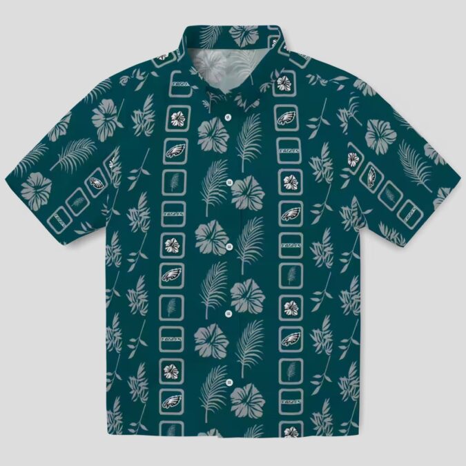 NFL Philadelphia Eagles Aloha Hawaiian Shirt, Floral Green Beach Vacation Outfit