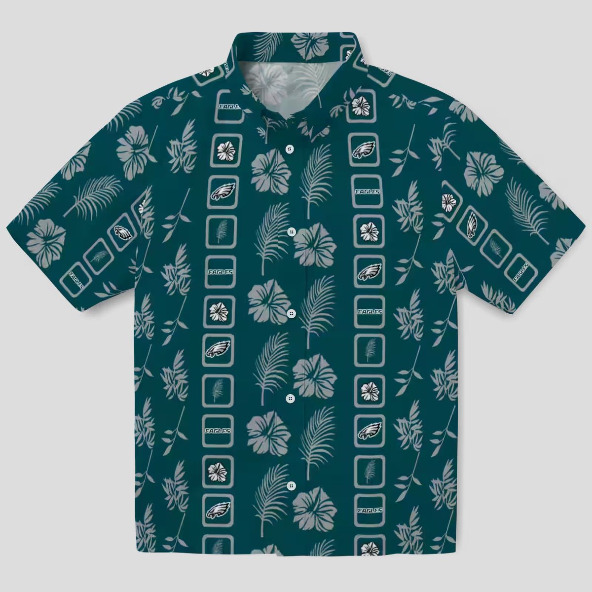 NFL Philadelphia Eagles Aloha Hawaiian Shirt, Floral Green Beach Vacation Outfit