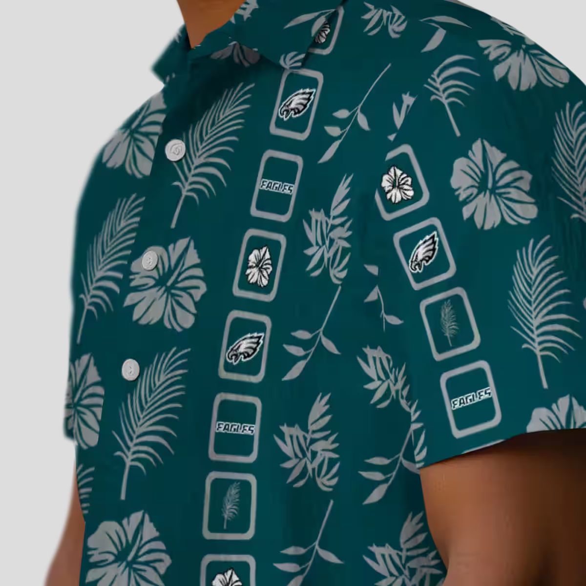 NFL Philadelphia Eagles Aloha Hawaiian Shirt, Floral Green Beach Vacation Outfit