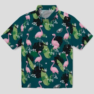 NFL Philadelphia Eagles Hawaiian Shirt for Fans, Aloha Flamingo Leaf Tropical Shirt
