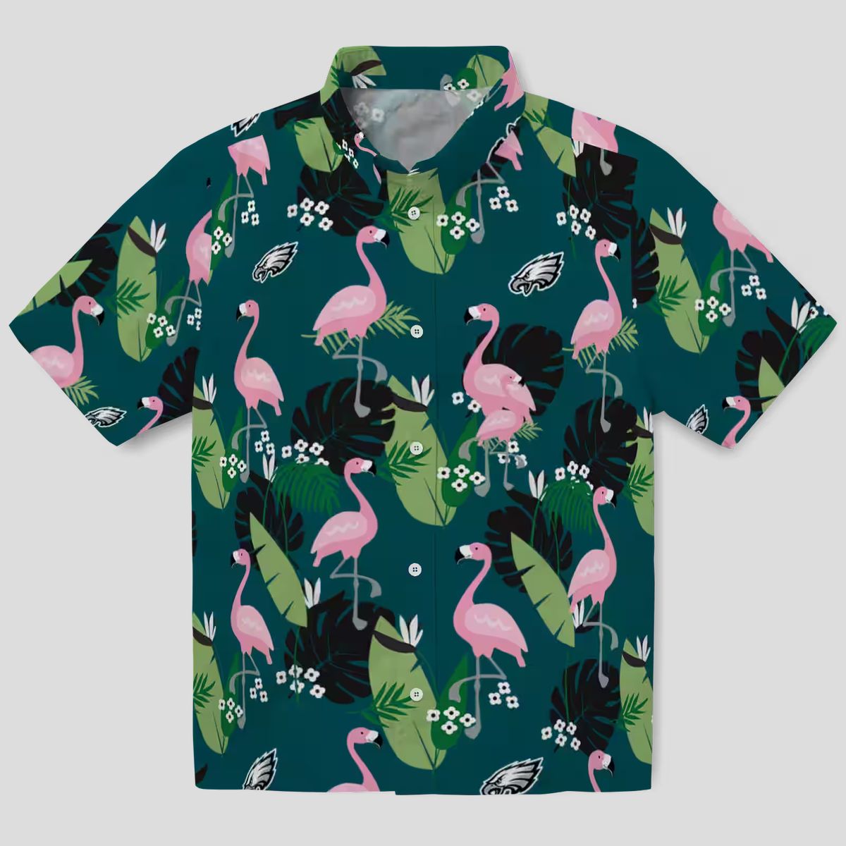 NFL Philadelphia Eagles Hawaiian Shirt for Fans, Aloha Flamingo Leaf Tropical Shirt
