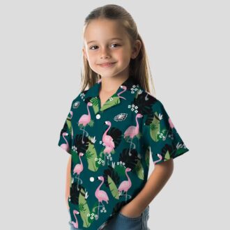 NFL Philadelphia Eagles Hawaiian Shirt for Fans, Aloha Flamingo Leaf Tropical Shirt