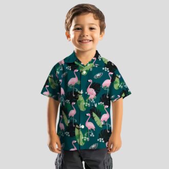 NFL Philadelphia Eagles Hawaiian Shirt for Fans, Aloha Flamingo Leaf Tropical Shirt