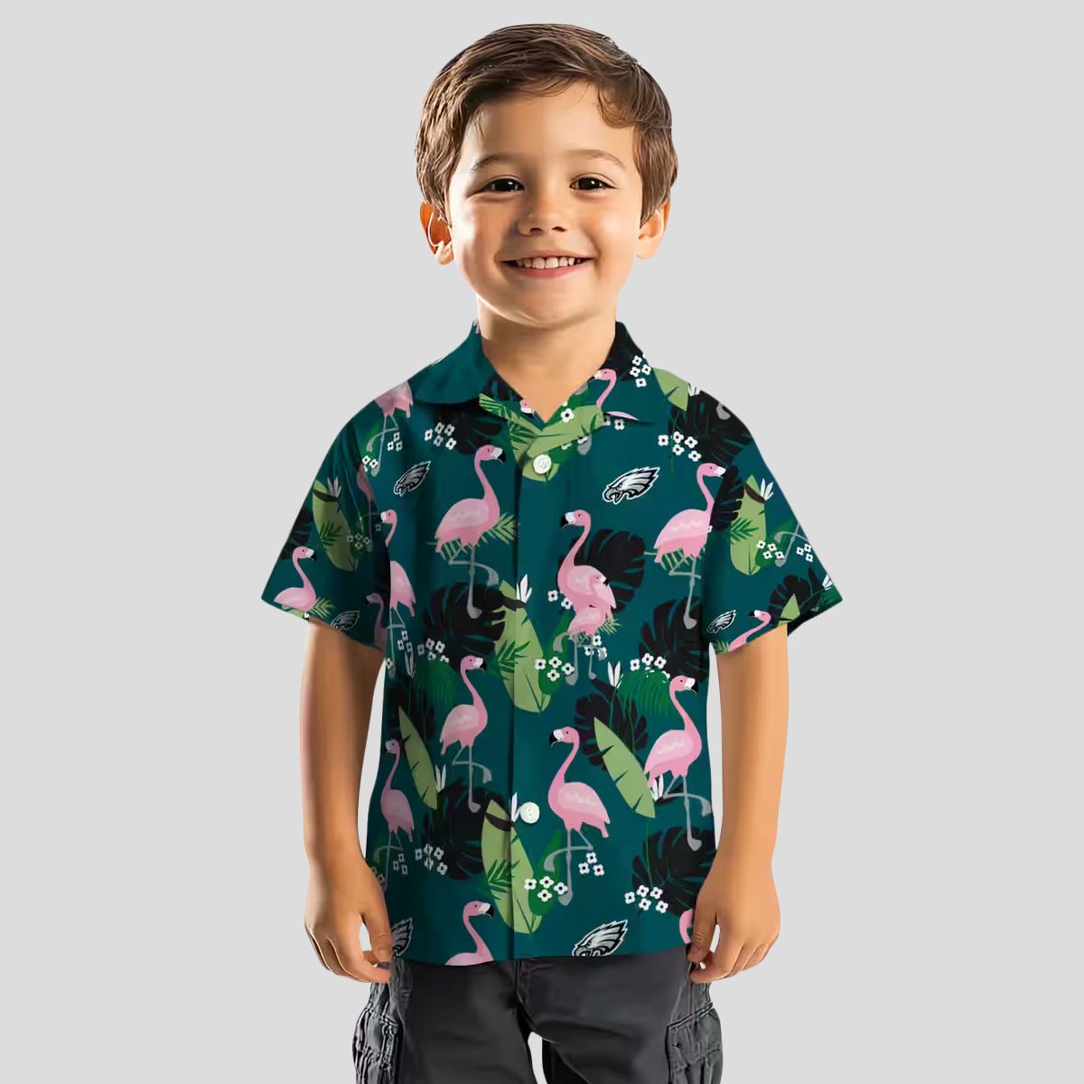 NFL Philadelphia Eagles Hawaiian Shirt for Fans, Aloha Flamingo Leaf Tropical Shirt