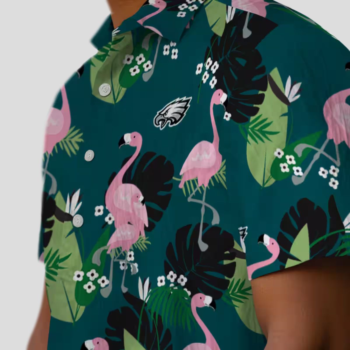 NFL Philadelphia Eagles Hawaiian Shirt for Fans, Aloha Flamingo Leaf Tropical Shirt