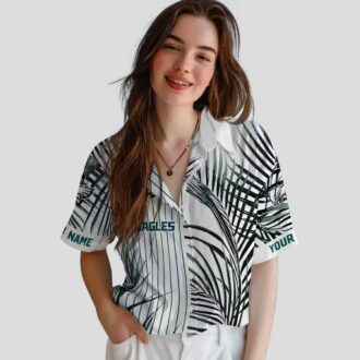 NFL Philadelphia Eagles Hawaiian Shirt, Green Black Palm Stripes Beach Outfit