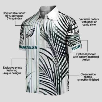NFL Philadelphia Eagles Hawaiian Shirt, Green Black Palm Stripes Beach Outfit