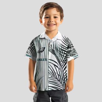 NFL Philadelphia Eagles Hawaiian Shirt, Green Black Palm Stripes Beach Outfit